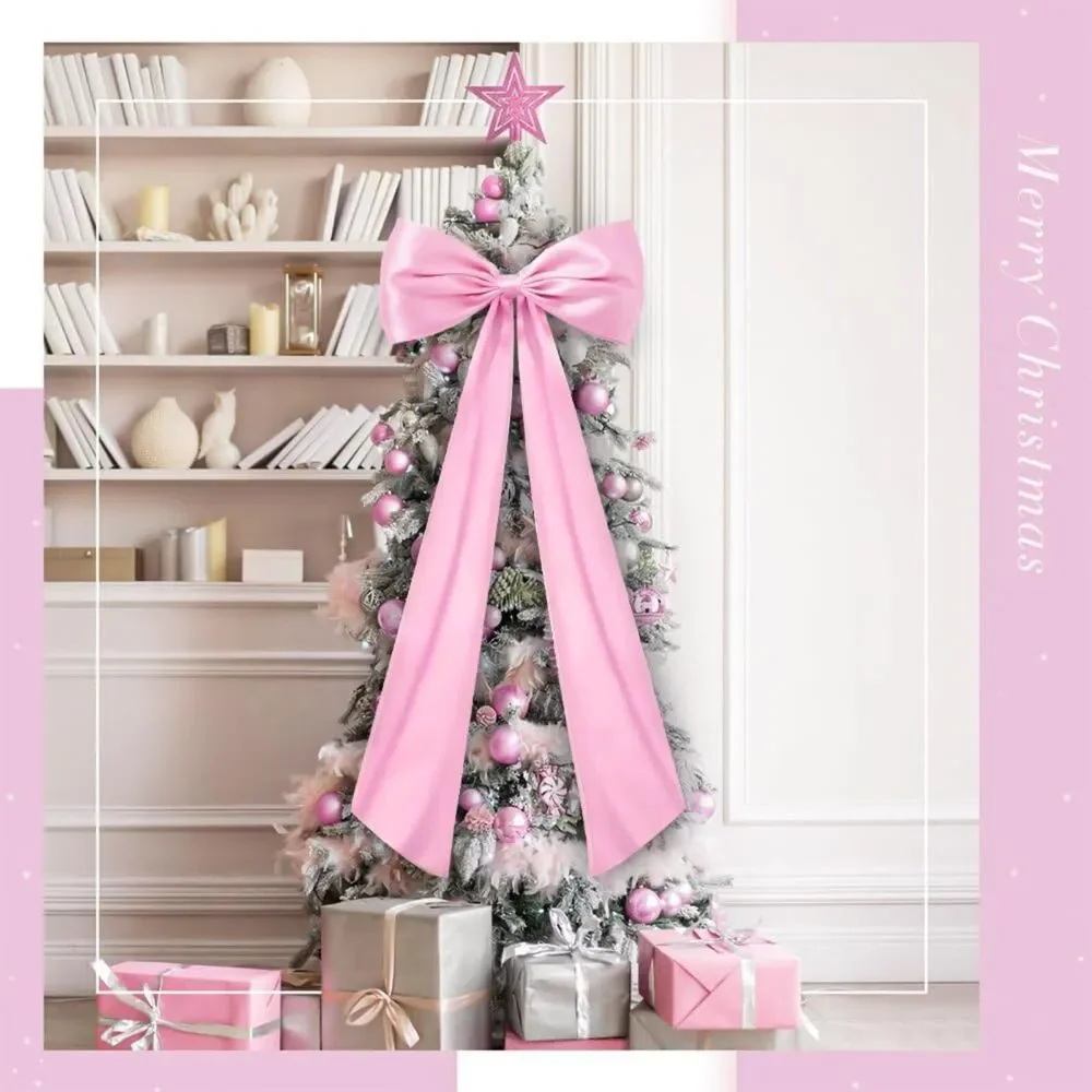 JOICEE Extra Large Pink Satin Bow 20x47